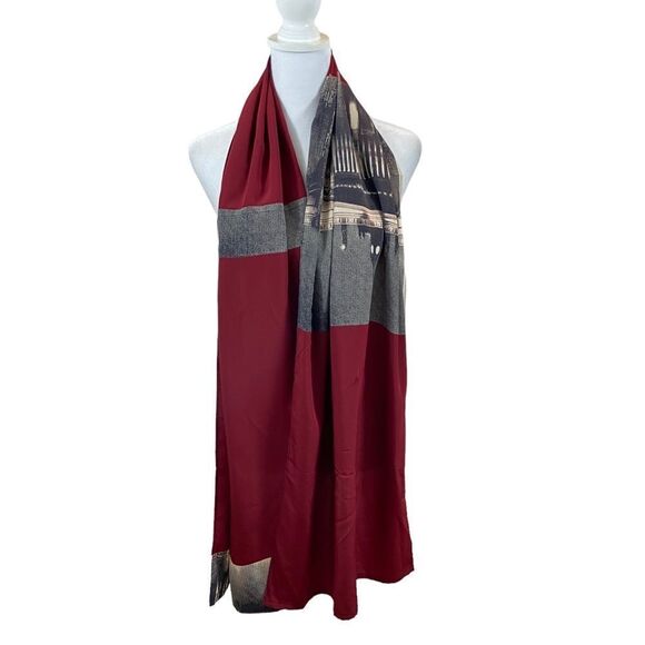 Long Unique London Skyline Print Scarf - Picture 3 of 11